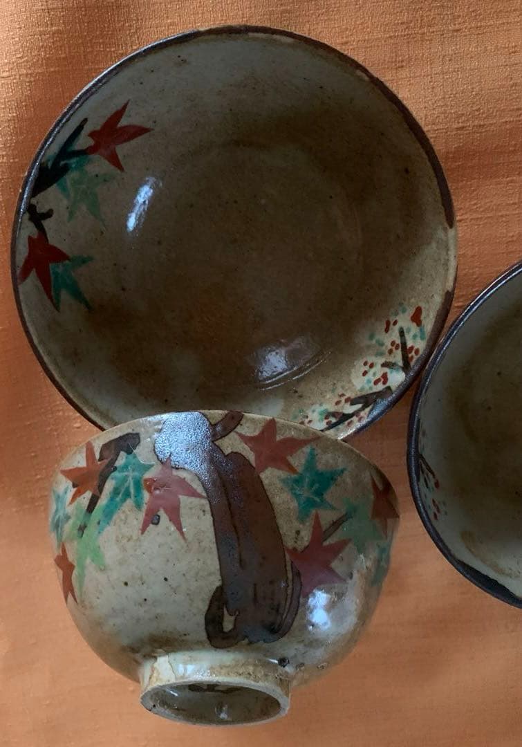 希少　古犬山焼　雲錦手　色絵茶碗　飯碗　5客　揃