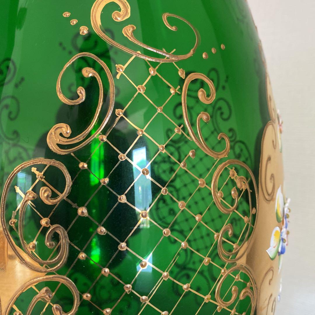 MURANO 特大 45.5㎝ ムラノ ハイエナメル ワイングラス型 特大花瓶