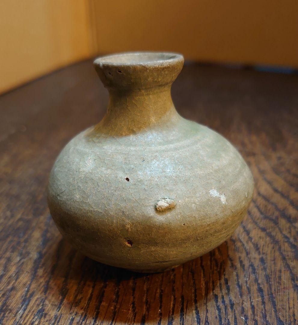 朝鮮美術 李朝 高麗青磁 小壷 油壷 C R8575 朝鮮美術 李朝 【