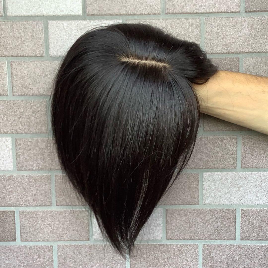 人毛100% 総手植 医療用 部分ウィッグ ヘアピース ブラウン ショート前髪