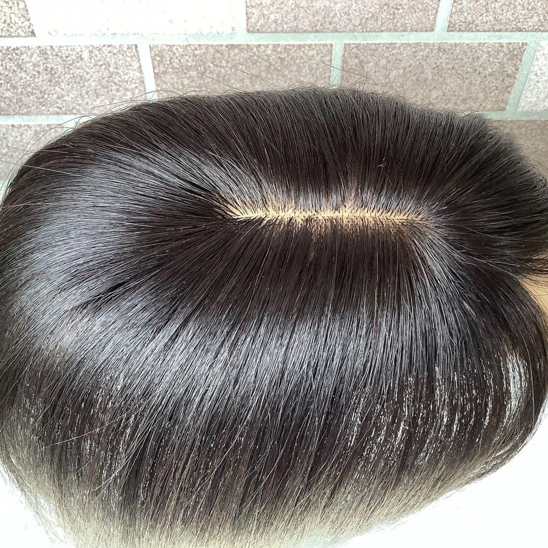 人毛100% 総手植 医療用 部分ウィッグ ヘアピース ブラウン ショート前髪