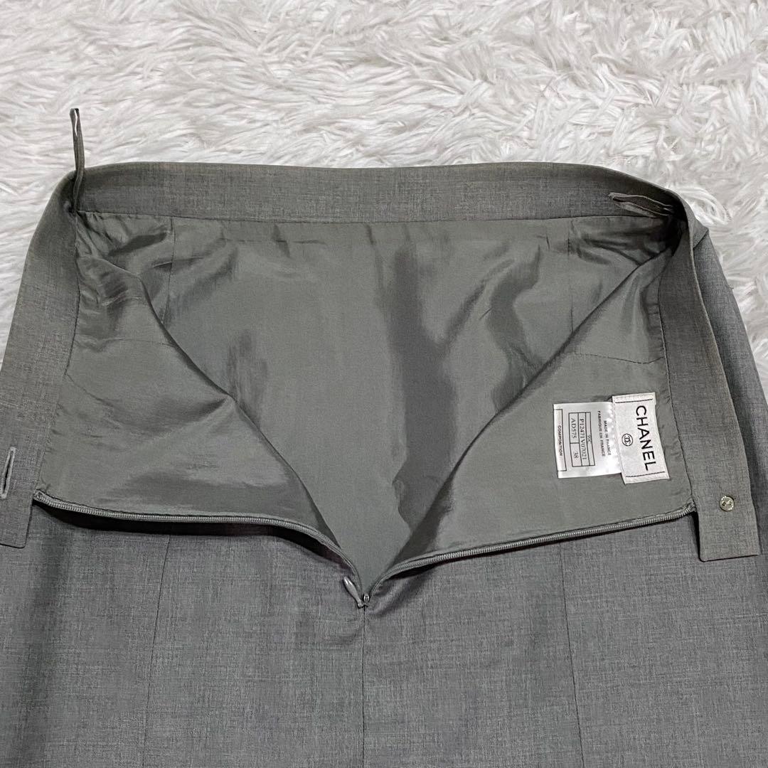 【希少】CHANEL・シャネル・スカート・グレー・銀ボタン・99C・M相当