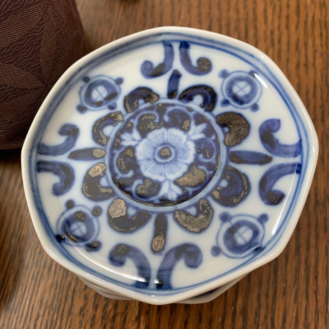 九谷焼⭐️八角形小皿5枚組⭐️仕覆付⭐️蔵保管