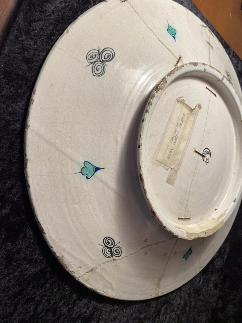 IZNIK陶器 大皿 18世紀 イズニック イズニク オスマントルコ 修復接合