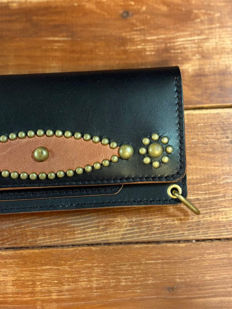 トラッカーウォレット TW-05 スタッズカスタム 姫路レザー 茶芯