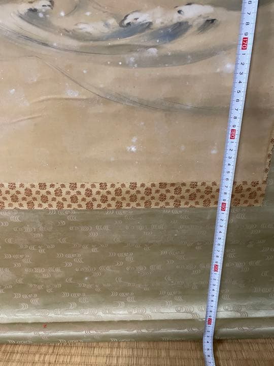 鯉の瀧昇り日本画・肉筆絹本　掛け軸　古美術