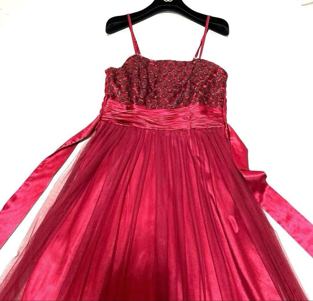【美品】カラードレス パーティードレス 演奏会 ドレス ロングドレス レッド
