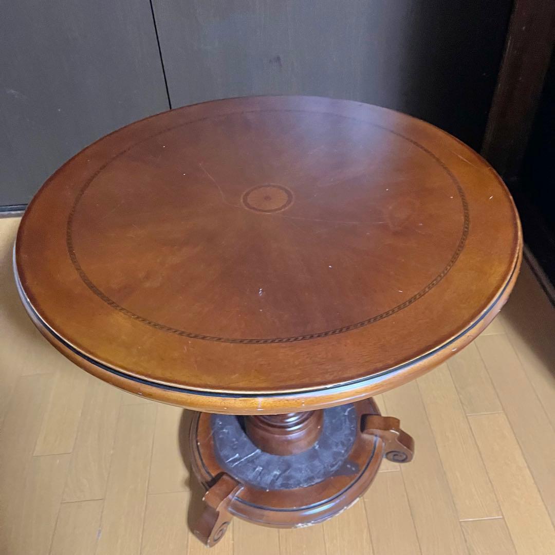 ヨーロピアン アンティーク風 丸テーブル ヴィンテージ 円卓 ラウンド