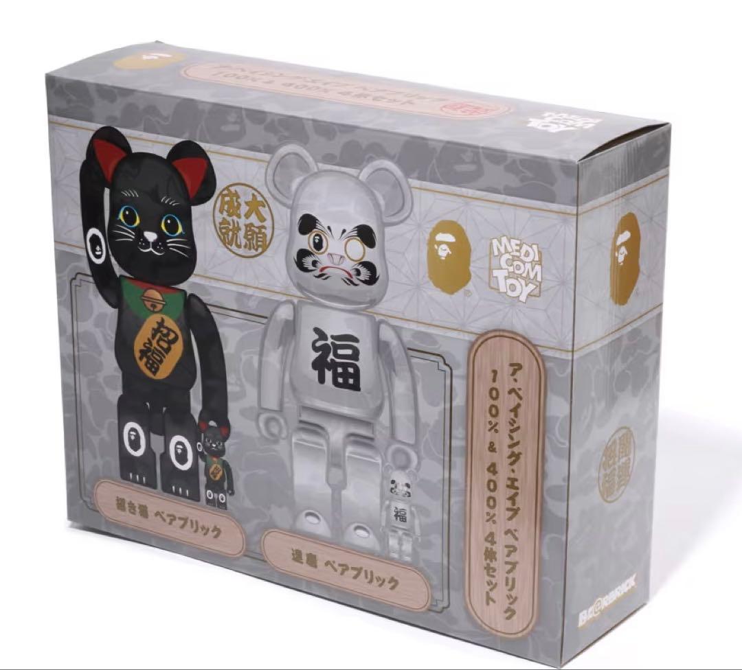 BEARBRICK BAPE 招き猫 黒メッキ達磨 白メッキ 400%100%