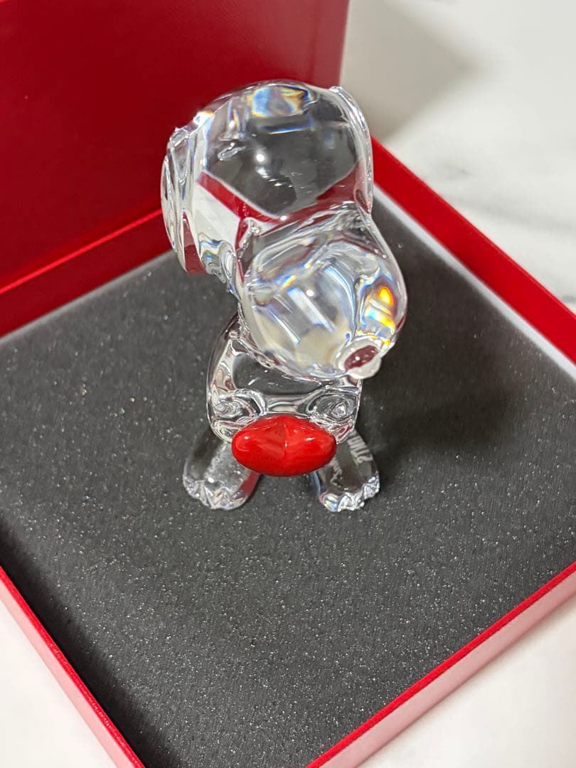 新品、未使用】バカラ Baccarat ガラス スヌーピー ハート 置物