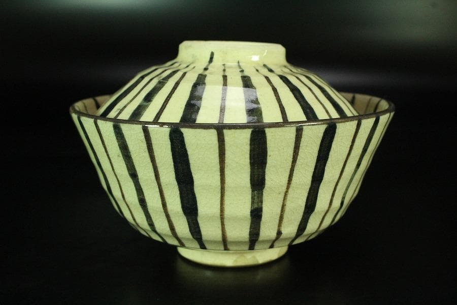 麦藁手 蓋茶碗 十客 時代物(K-YC510) 未使用】 麦わら蓋付碗 【五