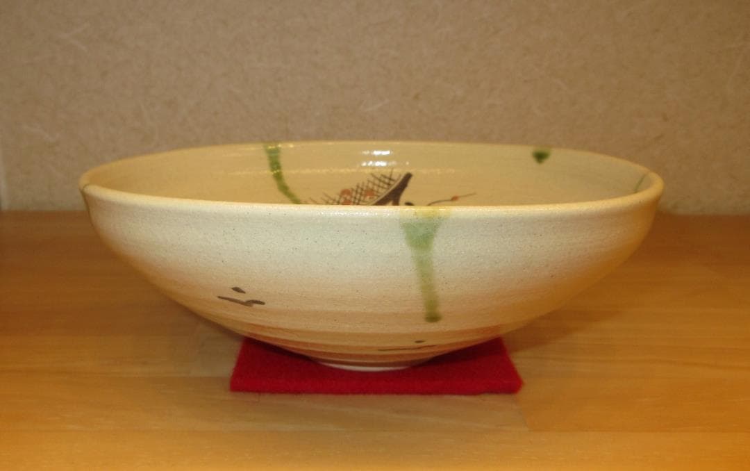 送料込【逢絢亭】茶道具 平茶碗 美濃焼 織部 弥七田写 川本了生 共箱入り 送料込【逢絢亭】茶道具 平茶碗 美濃焼 織部 弥七田写 川本了生 共