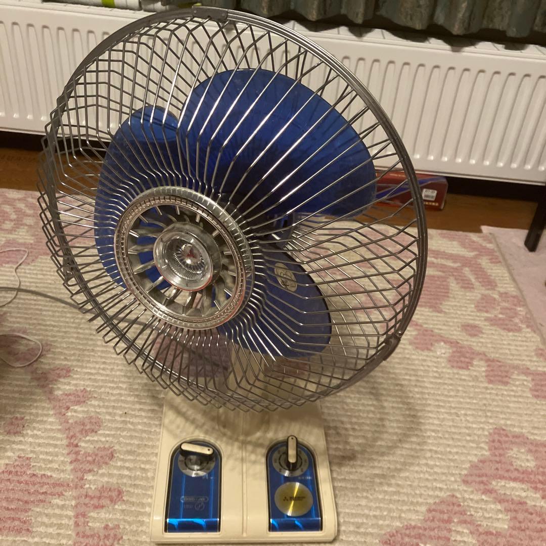 昭和、レトロ、ヴィンテージ、三菱扇風機、首振りタイプ、微風、涼風、強風