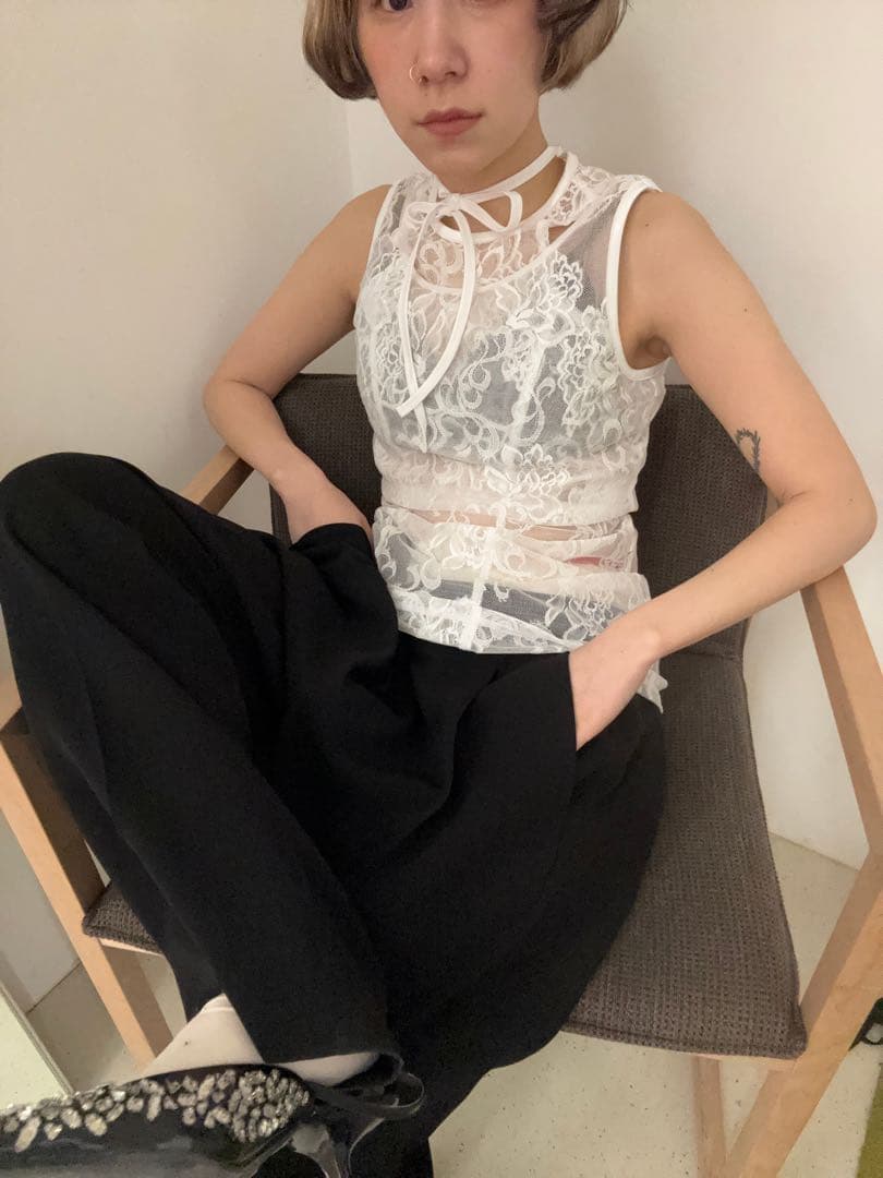 リ*サ様 layered lace tank チョウピラコ