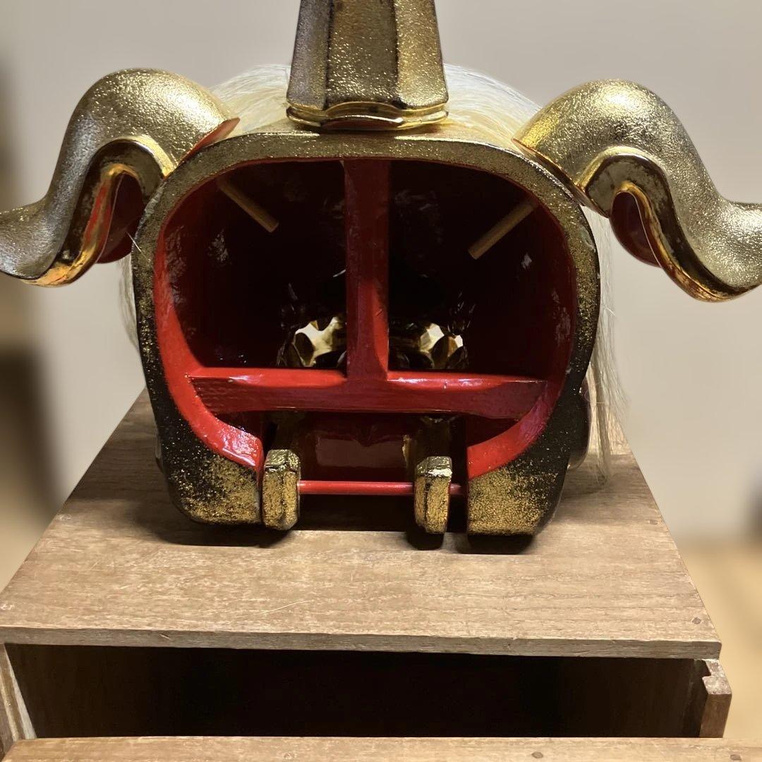 金塗り獅子頭部彫刻、富山県井波彫刻家 宮崎辰児作