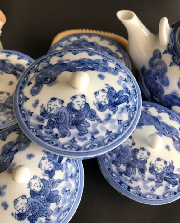 三川内焼 平戸松山作 献上唐子 茶器セット 三川内焼 献上唐子 平戸