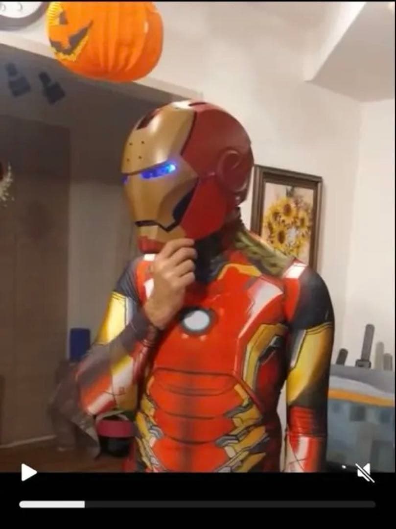 アイアンマン コスプレ フルボディスーツ LEDヘルメット付きの通販はau