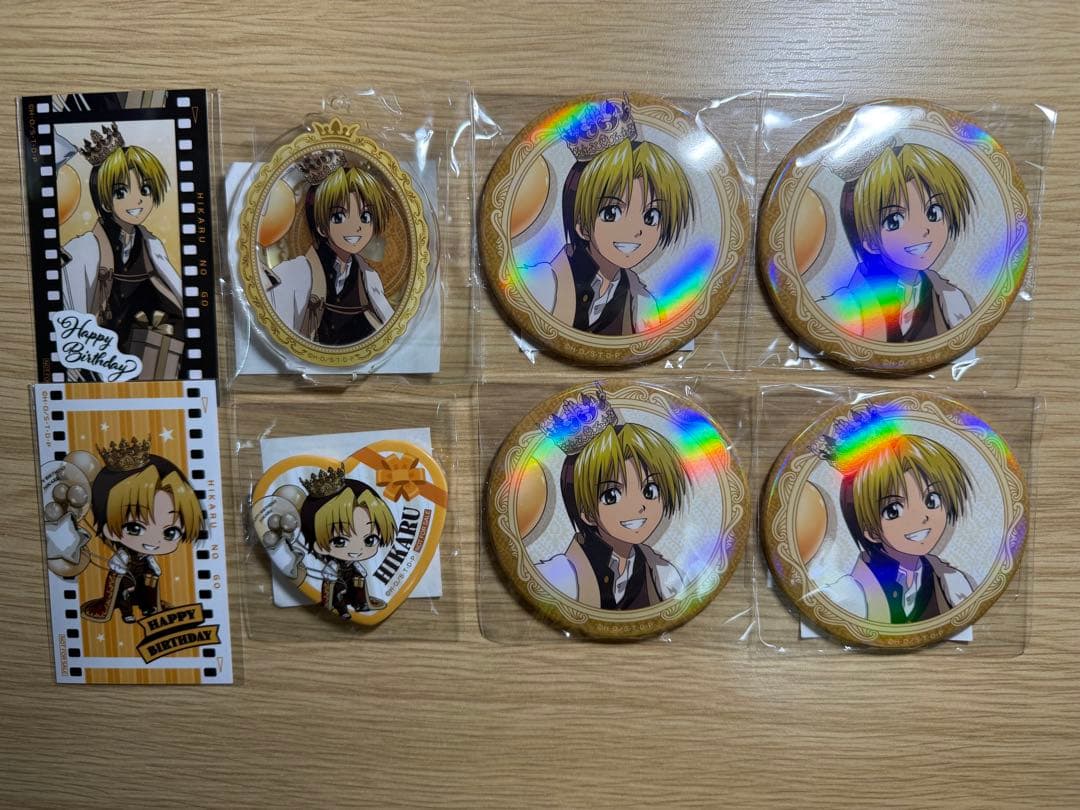 くじ引き堂 ヒカルの碁 進藤ヒカル バースデーくじ 缶バッジ 特典 8点