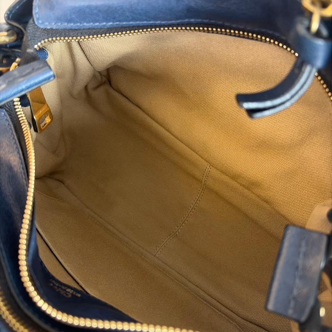 ブ*プ様 Chloéネイビー レザー ハンドバッグショルダーバッグ斜めがけ2ウェ