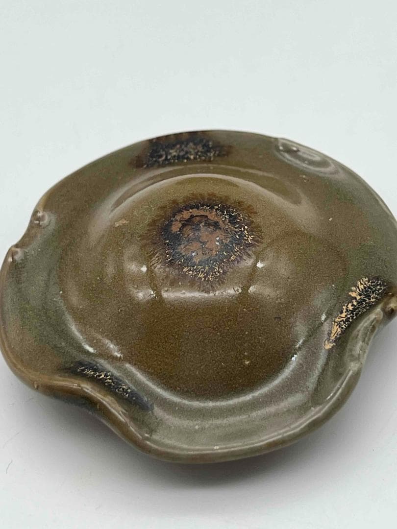 北宋時代青磁龍泉窯 荷葉紋共蓋壺蓋付き茶入茶道具(F-100)