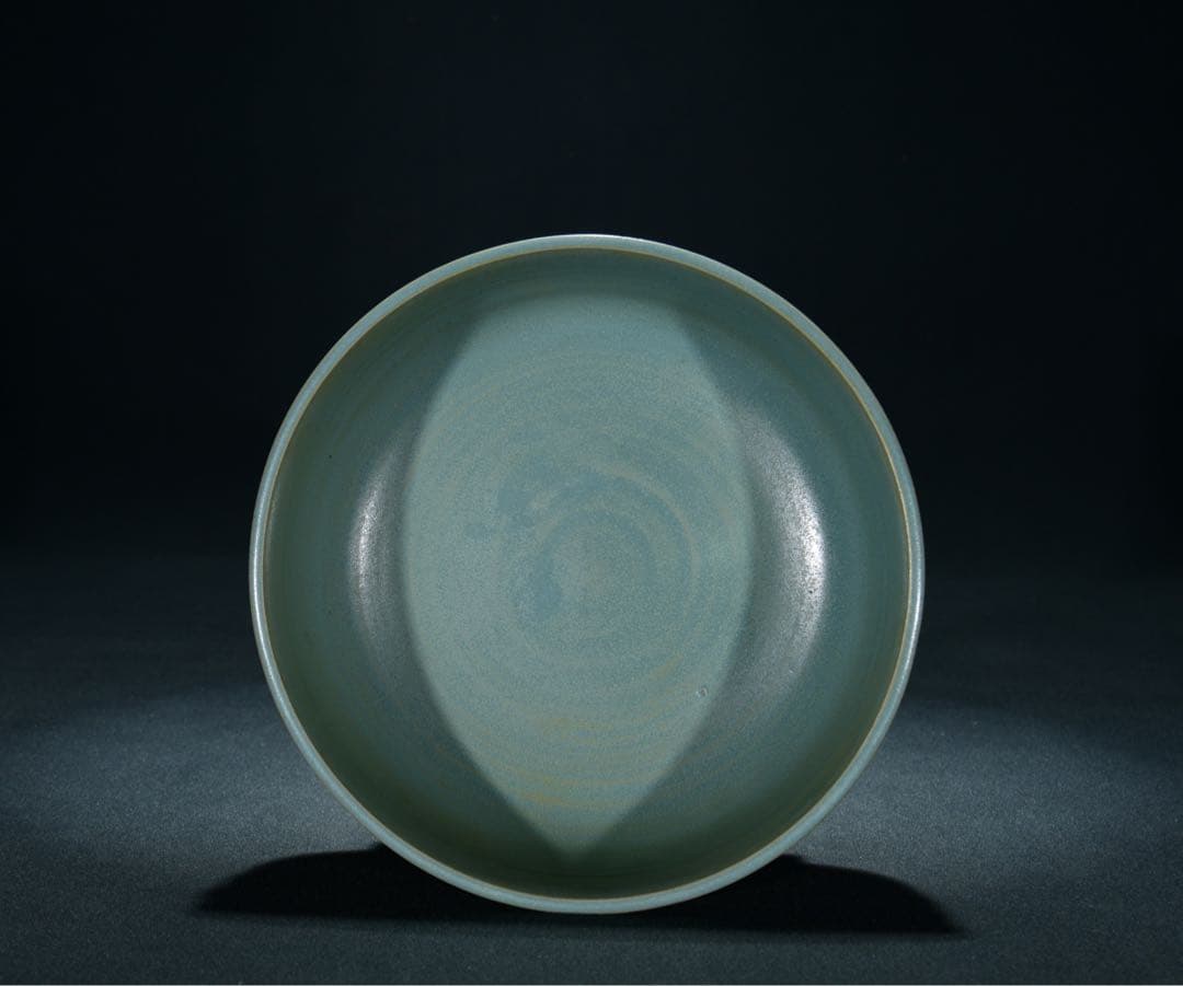 旧蔵 宋・汝窑 天青釉 鼓钉水洗