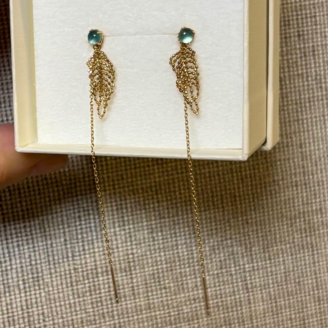 agete アガット K10YG フェザー アメリカン ピアス