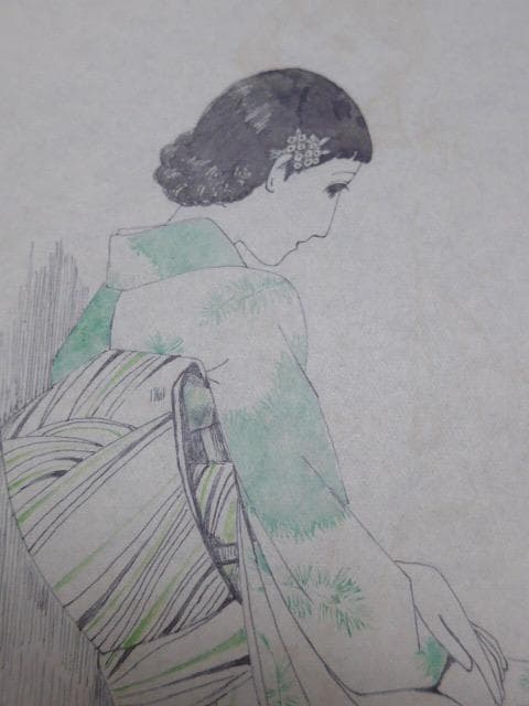 大正ロマンの画家、山根幸雄の肉筆の画稿です。中原淳一と同時代です