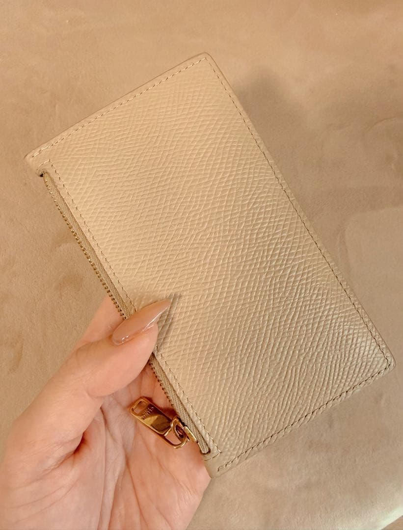 CELINE ベージュ レザー カードケース/ケース