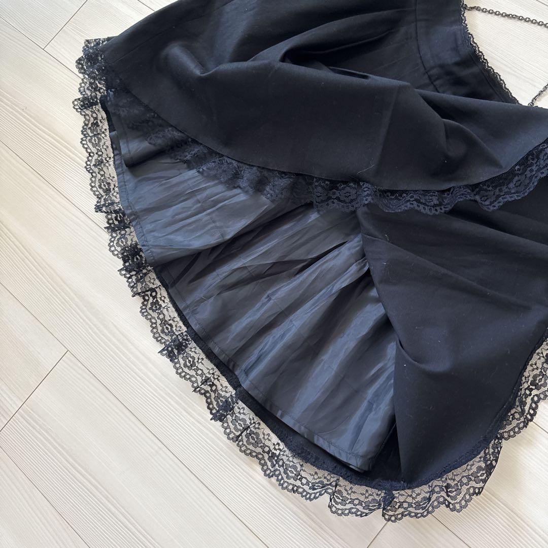 【新品】ブラックピースナウ BPN クロスチェーン付き裾レーススカート M