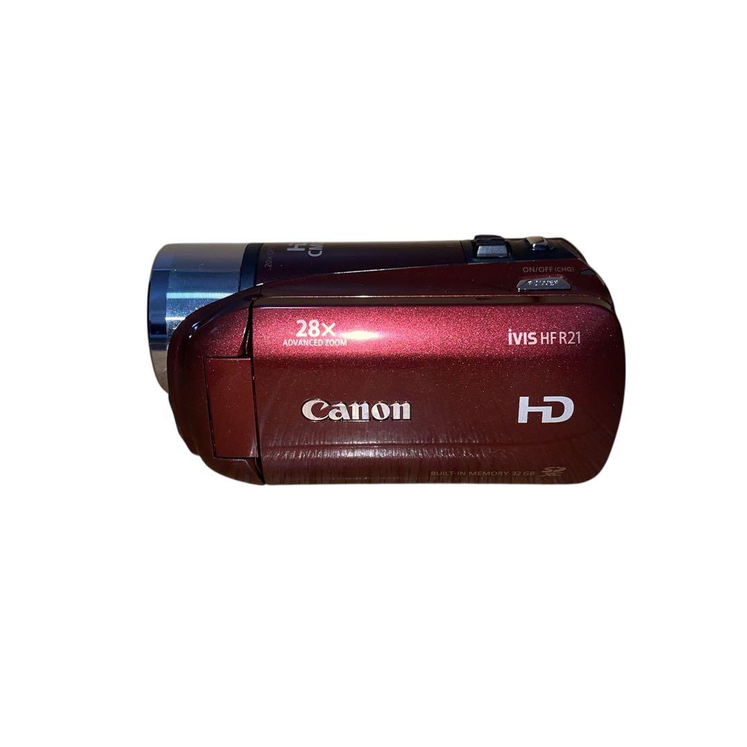【動作品】Canon iVIS HF R21 カメラケース付 ビデオカメラ 赤