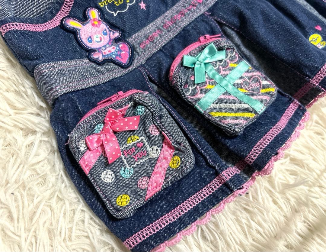 d*3様 希少レア　メゾピアノ　ミミポポ　デニム　プリーツスカート平成レトロy2