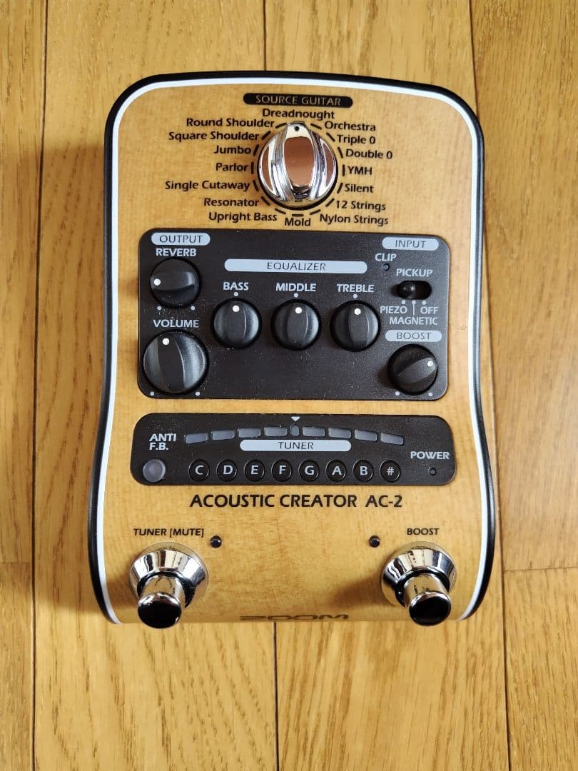 ほぼ未使用品 ZOOM AC-2 アコースティックギター用 プリアンプ ほぼ未