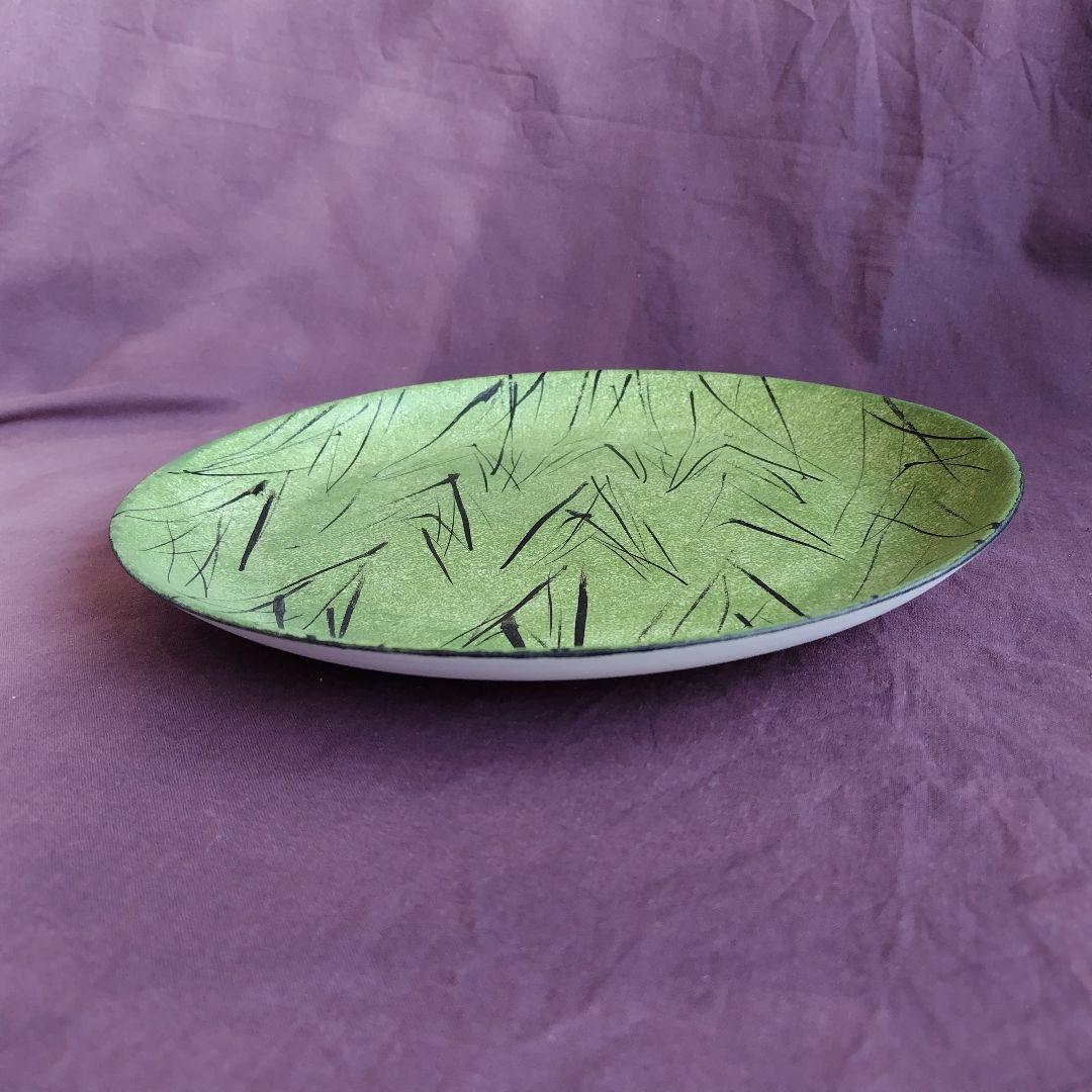 緑彩平皿 (未使用 新品同様)