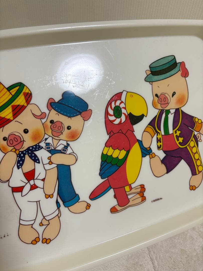 3匹のこぶた お盆 トレー アンティーク 昭和レトロな三匹の子豚