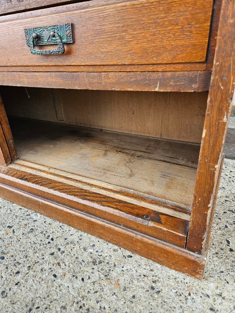 日本のアンティーク 古いライティングビューロー 帳場机 収納棚 明治