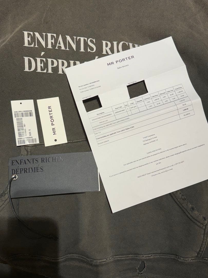 ENFANTS RICHES DÉPRIMÉS フード付きパーカー グレー