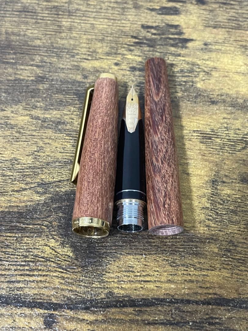 試筆のみ1975年製初代カスタム高級天然イタヤカエデ 大型18金 万年筆