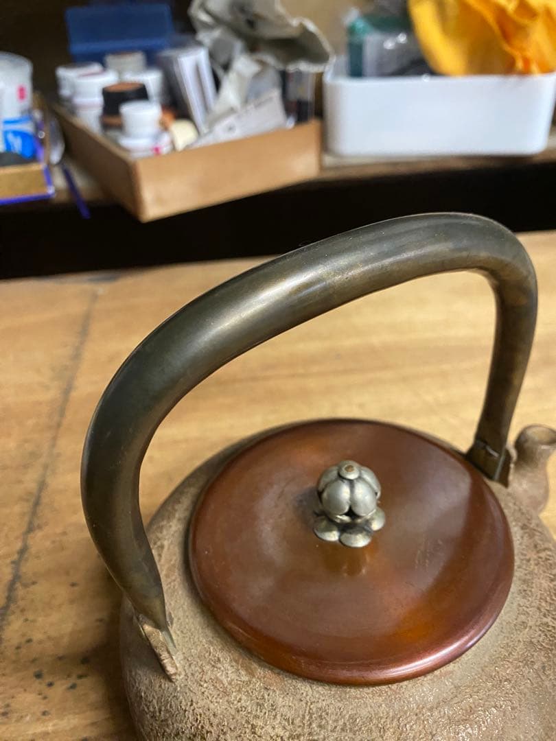 古い卍入瀟酒瓶 しょうしゃ 銅瓶 鉄瓶 茶道具