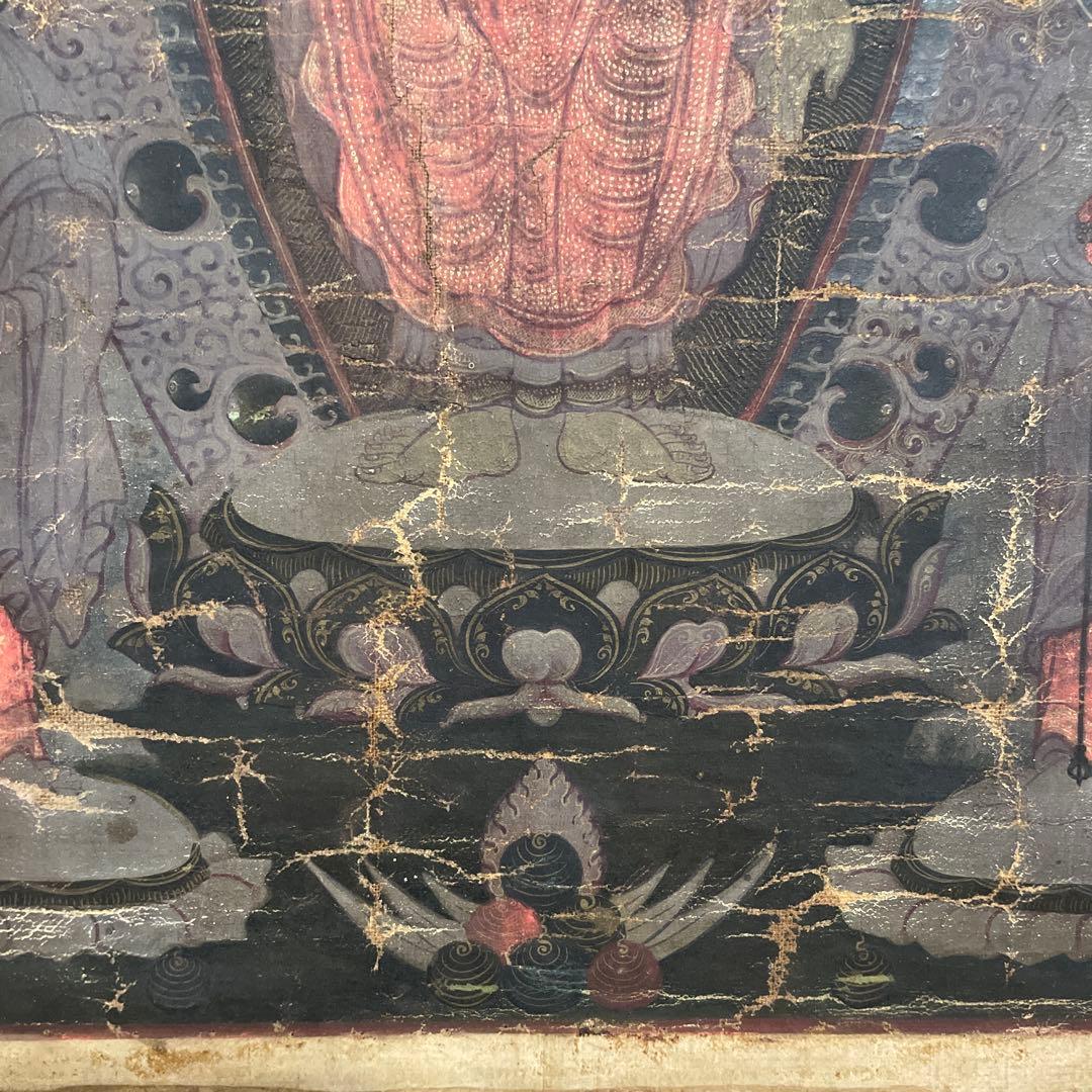 タンカ 仏画 肉筆 骨董　額付き