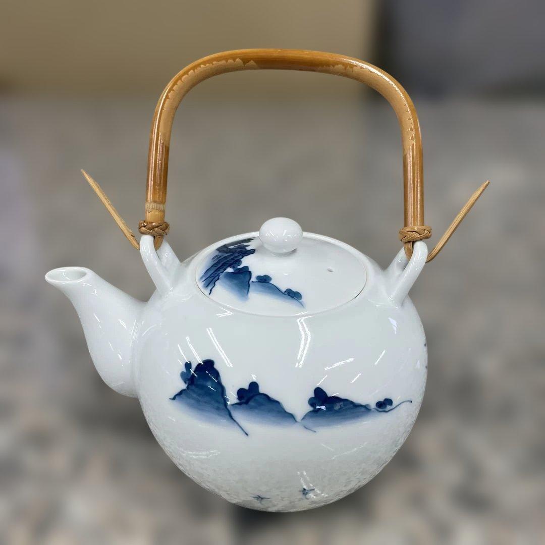 畑萬陶苑 急須 蓋付湯飲み 5客セット 山水絵 茶器セット キッチン 小物