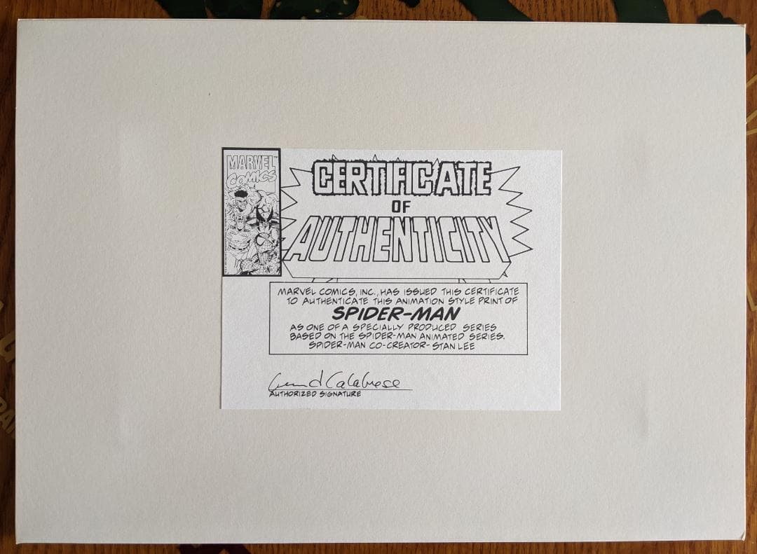スパイダーマン　セル画　スタン・リーサイン入り2枚+4枚