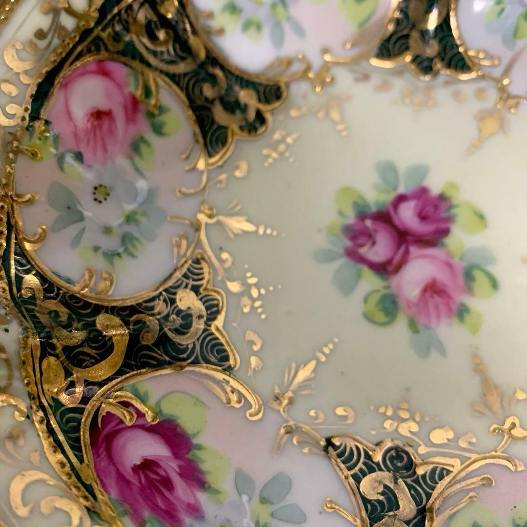 オールドノリタケ メープルリーフ印 薔薇 金彩 ボウル アンティーク