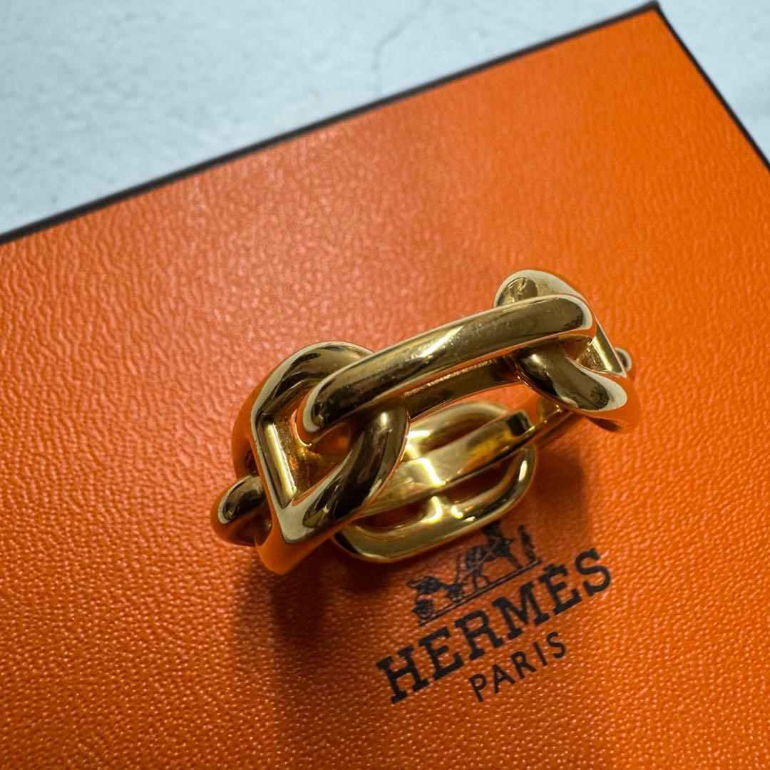 美品✨HERMES エルメス　シェーヌダンクル スカーフリング ゴールド
