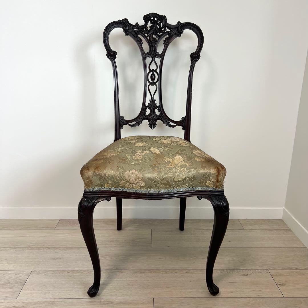 英国 アンティーク ヴィクトリアンスタイル 猫脚 チェア① サロン