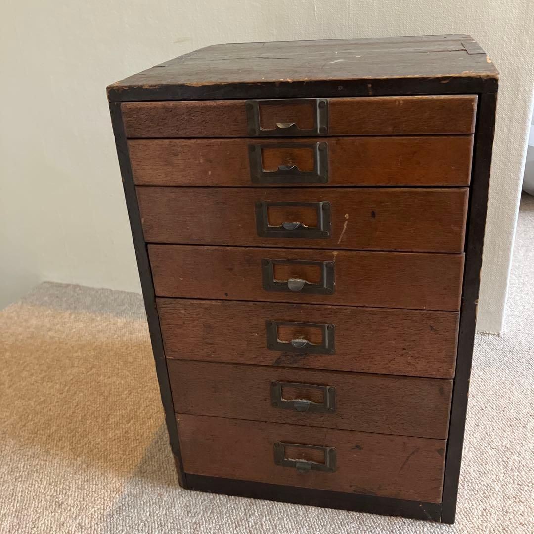 古道具・木製引き出し式小物棚7段 sd1_1924d294506e6fe3a97e68be54