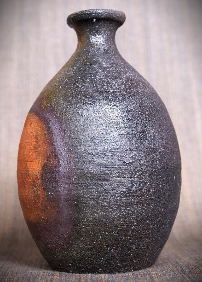 希少作★小山末廣【師：金重素山】備前徳利★共箱