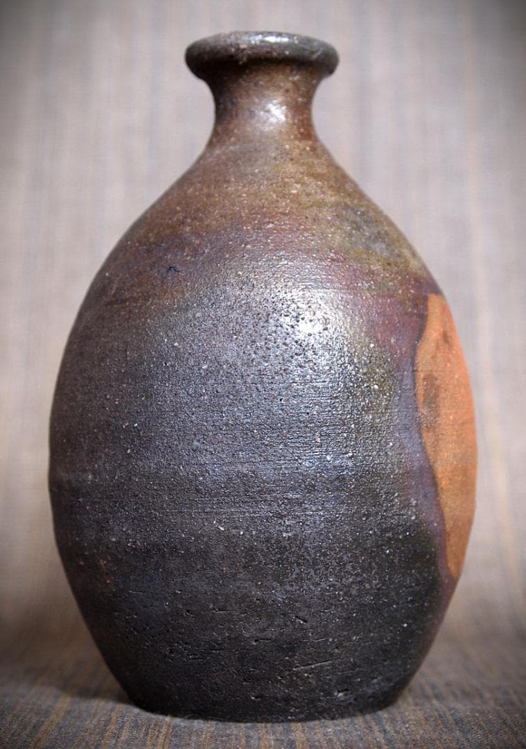 希少作★小山末廣【師：金重素山】備前徳利★共箱