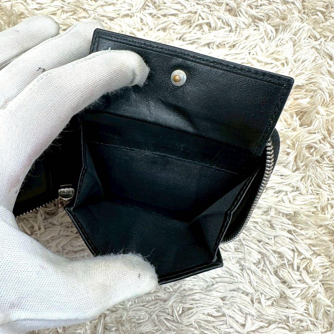 【美品】DIOR 二つ折り財布 トロッター オブリーク ラウンドファスナー