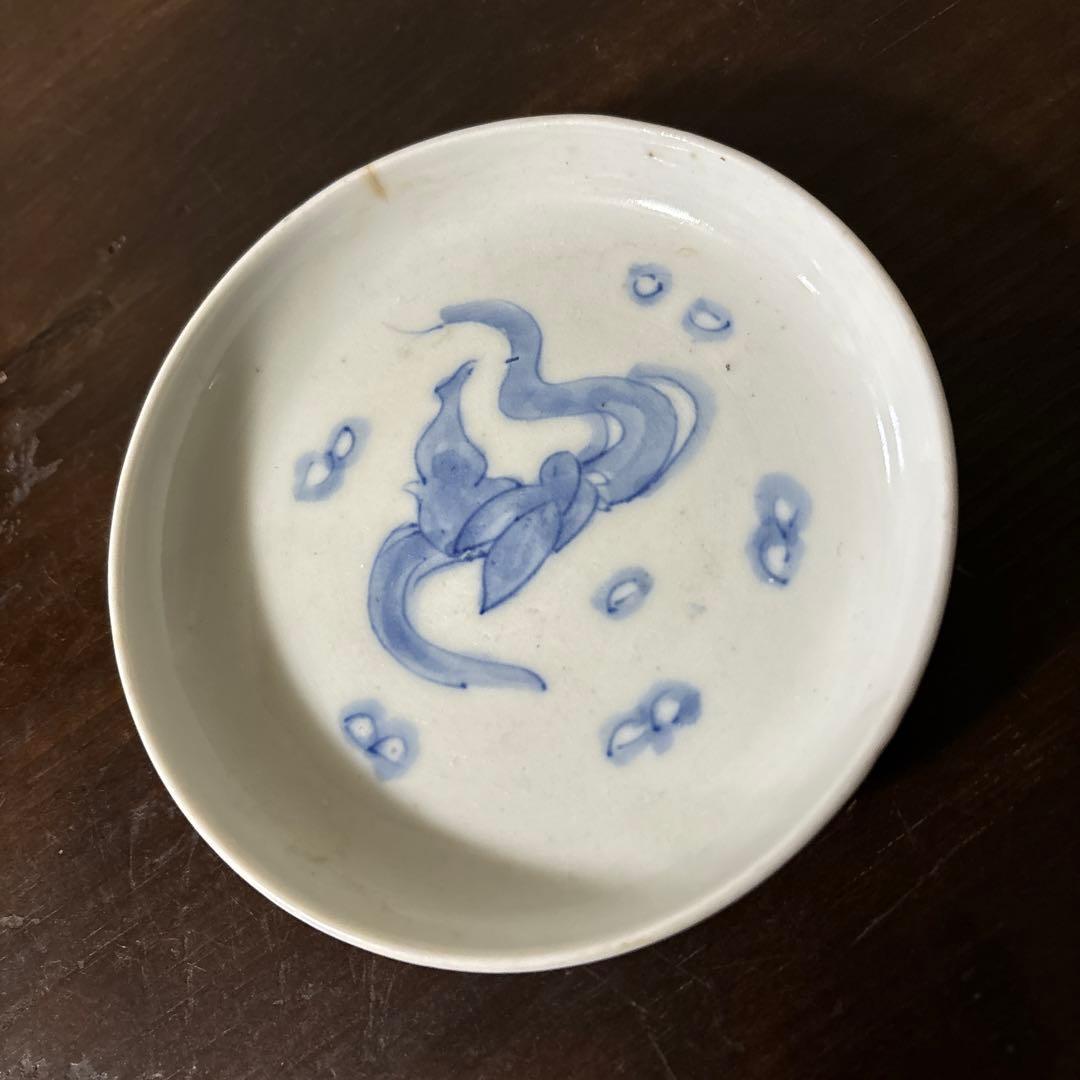 アンティーク 伊万里 うさぎ図染付小皿5点 幕末 明治 大正 検:白洲正子 李