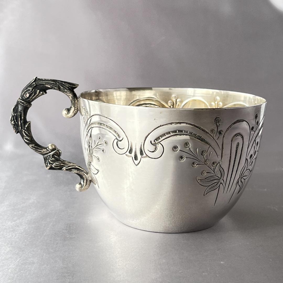 仏蘭西】アールヌーボー カップ＆ソーサー 【シルバープレート